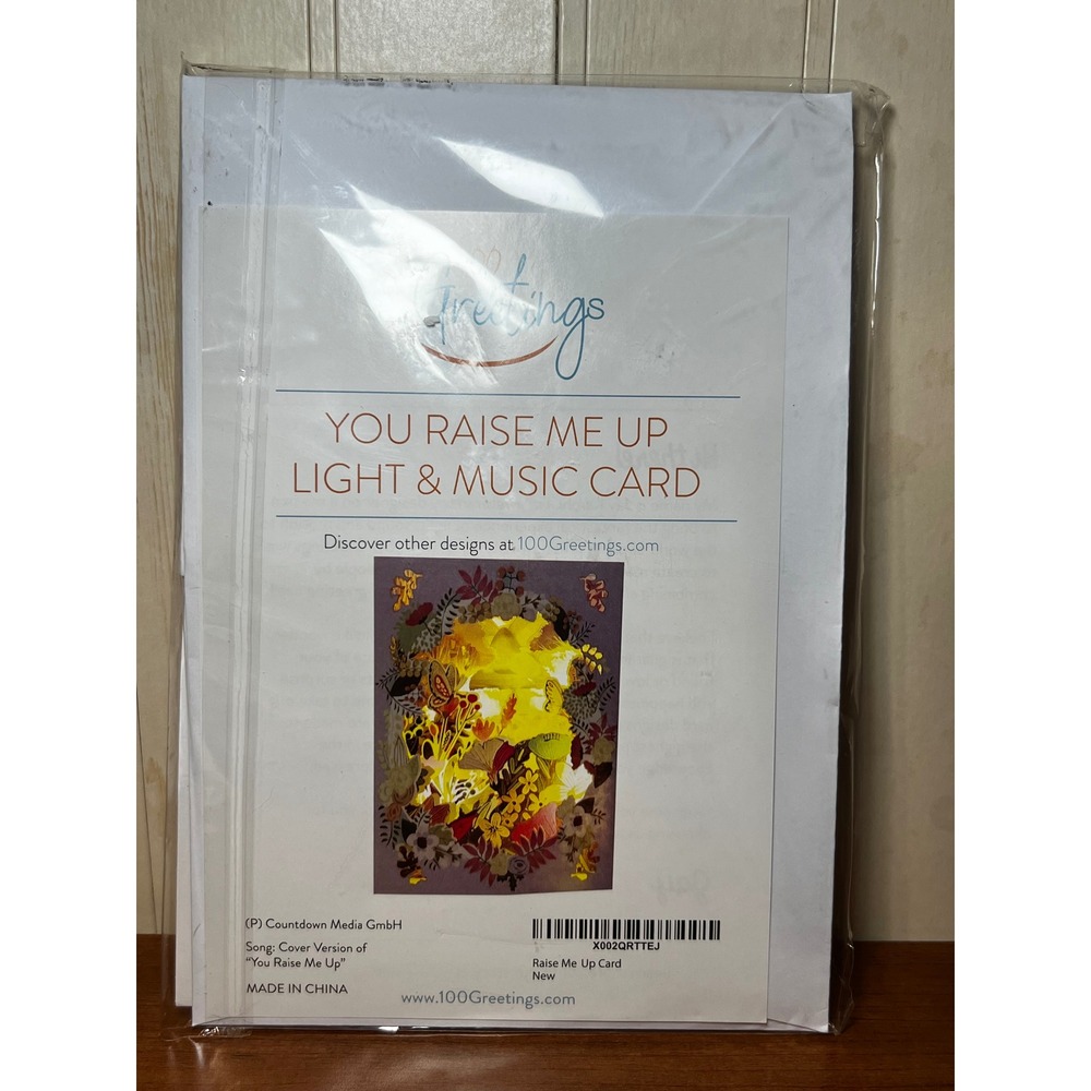 100 Greetings You Raise Me Up Light & Music Card Floral Butterfly Laser Cut NEW